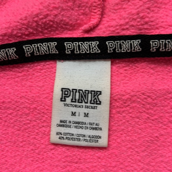 PINK Victoria’s Secret Women’s Hot Pink Full Zip Hoodie Size Medium - Picture 10 of 17